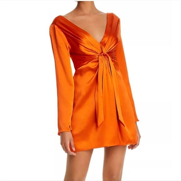 NWT Cinq A Sept Caelan Dress In Blood Orange 100% Silk - Picture 2 of 10